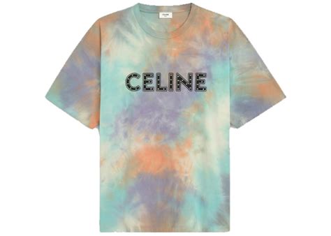 celine loose t-shirt in cotton with studs multicolor|Celine Loose T.